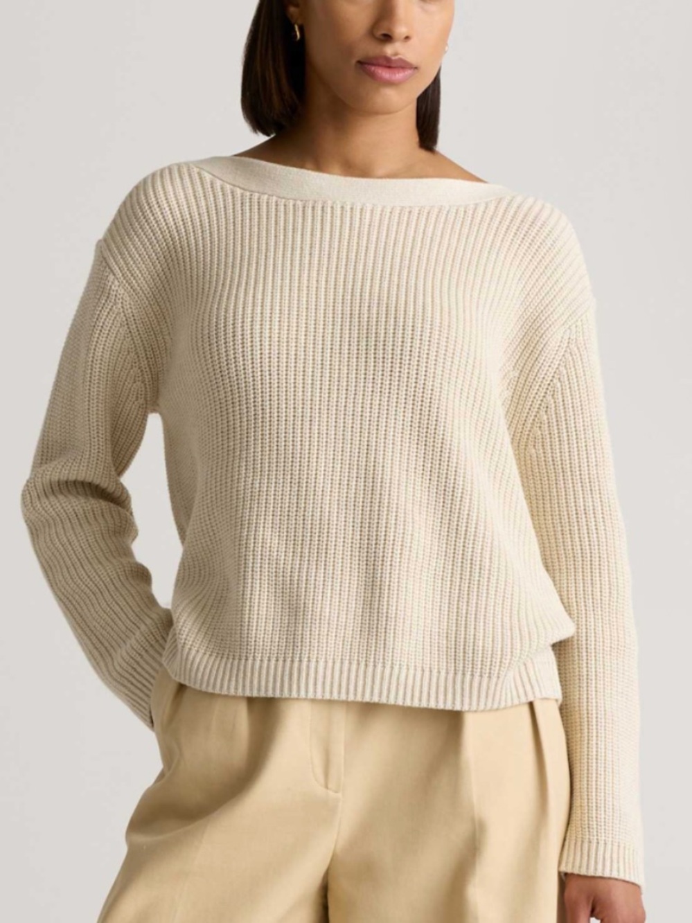 NEW Quince 100% Organic Cotton Fisherman Boatneck Sweater Size XS Oversized
